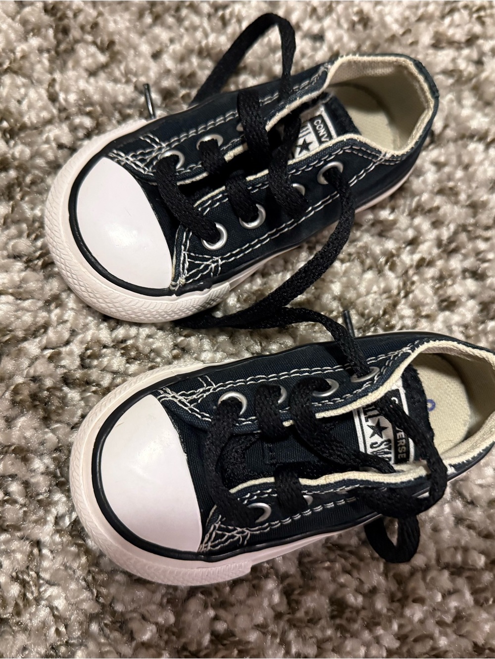 Converse Kids Black and White Low-Top Canvas Sneakers